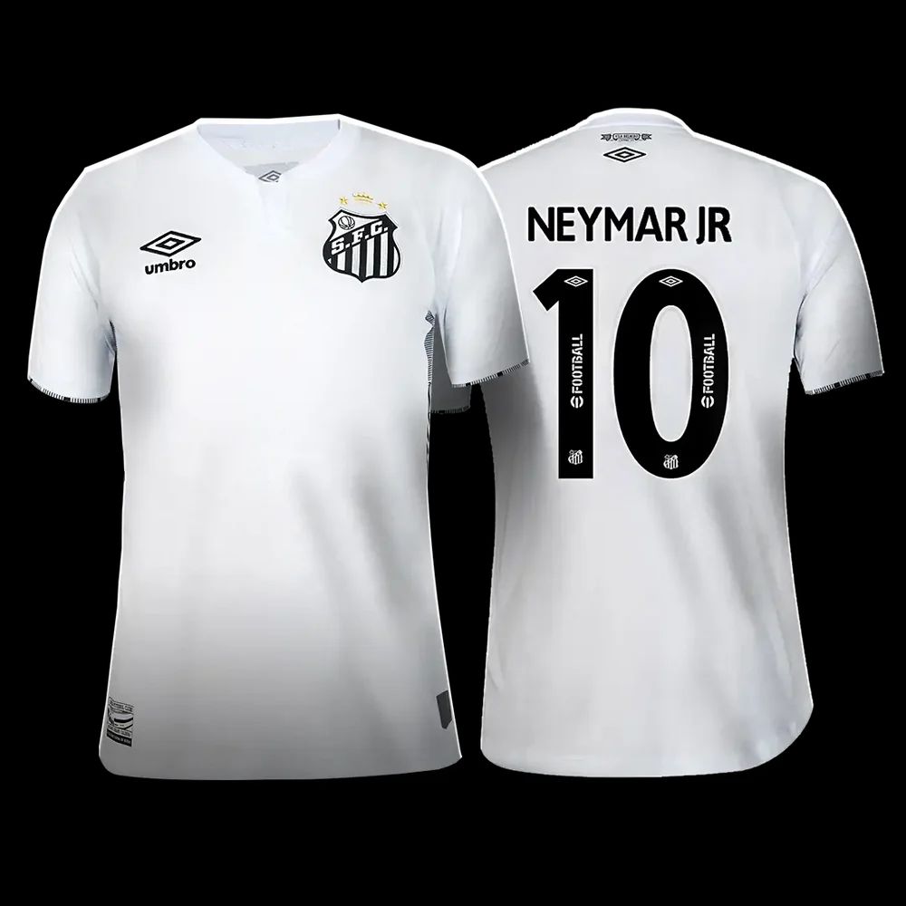 Camisa Santos FC Away 24/25 + #Neymar Jr 10 - Versão Torcedor Masculina Branca